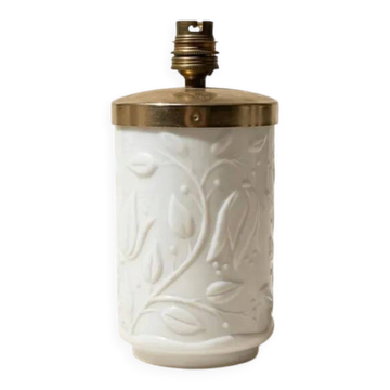 Lampe vintage en verre opalin blanc années 50 60, lampe de chevet rétro travail français, luminaire design déco minimaliste élégant