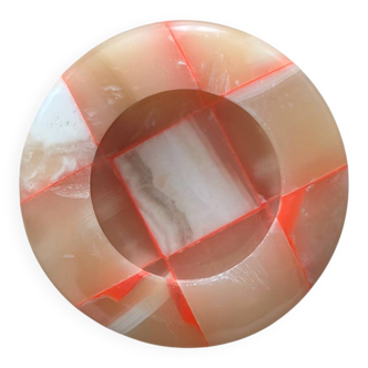 Sculptural ashtray catchall in red graphic pattern onyx marble