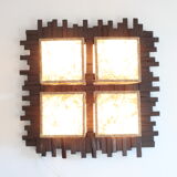 Scandinavian style wall lamp in wood and fabric, 1970