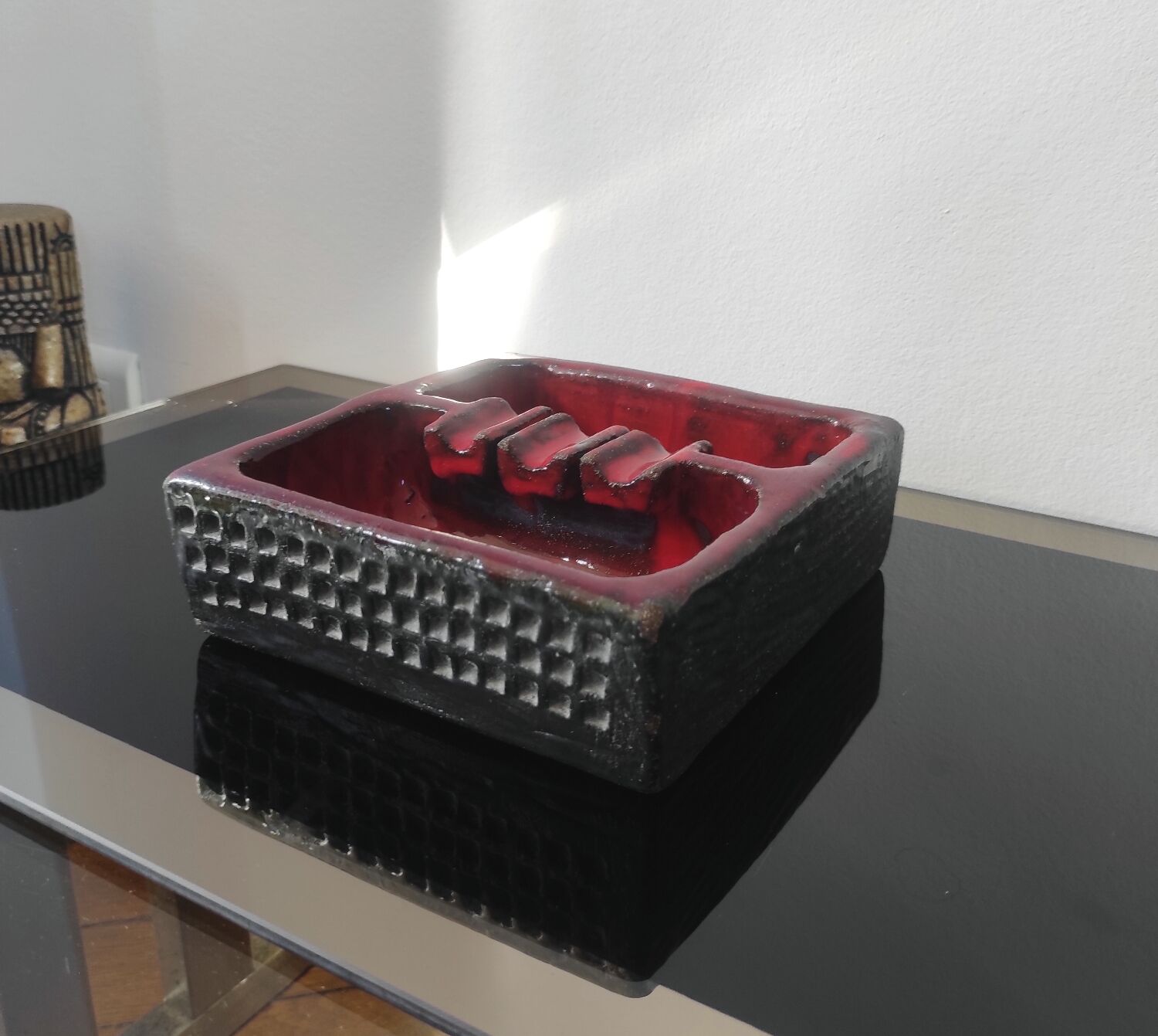 Vintage brutalist ceramic ashtray
