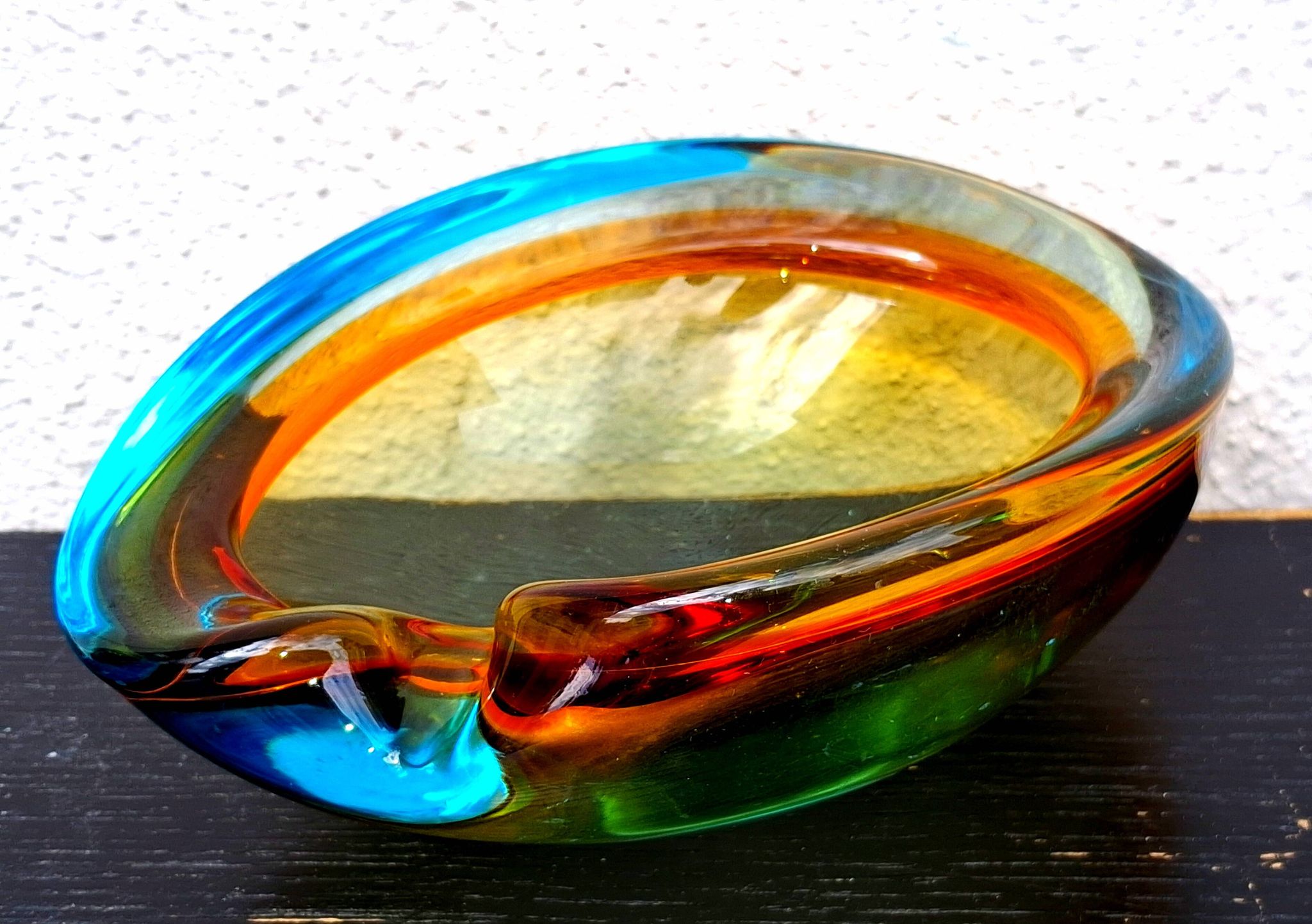 Murano Somerso glass ashtray, vintage decor