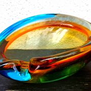 Murano Somerso glass ashtray, vintage decor