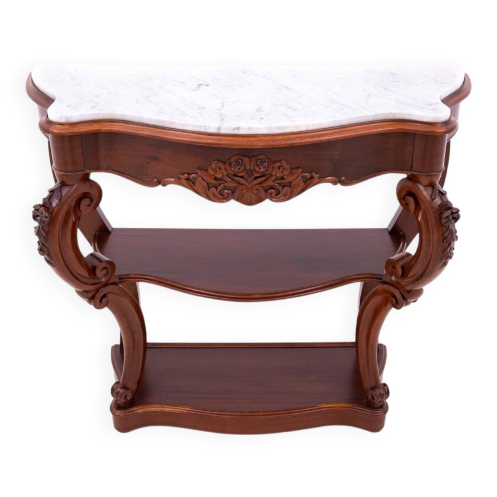 Mahogany console with marble top, France, circa 1880. After renovation.
