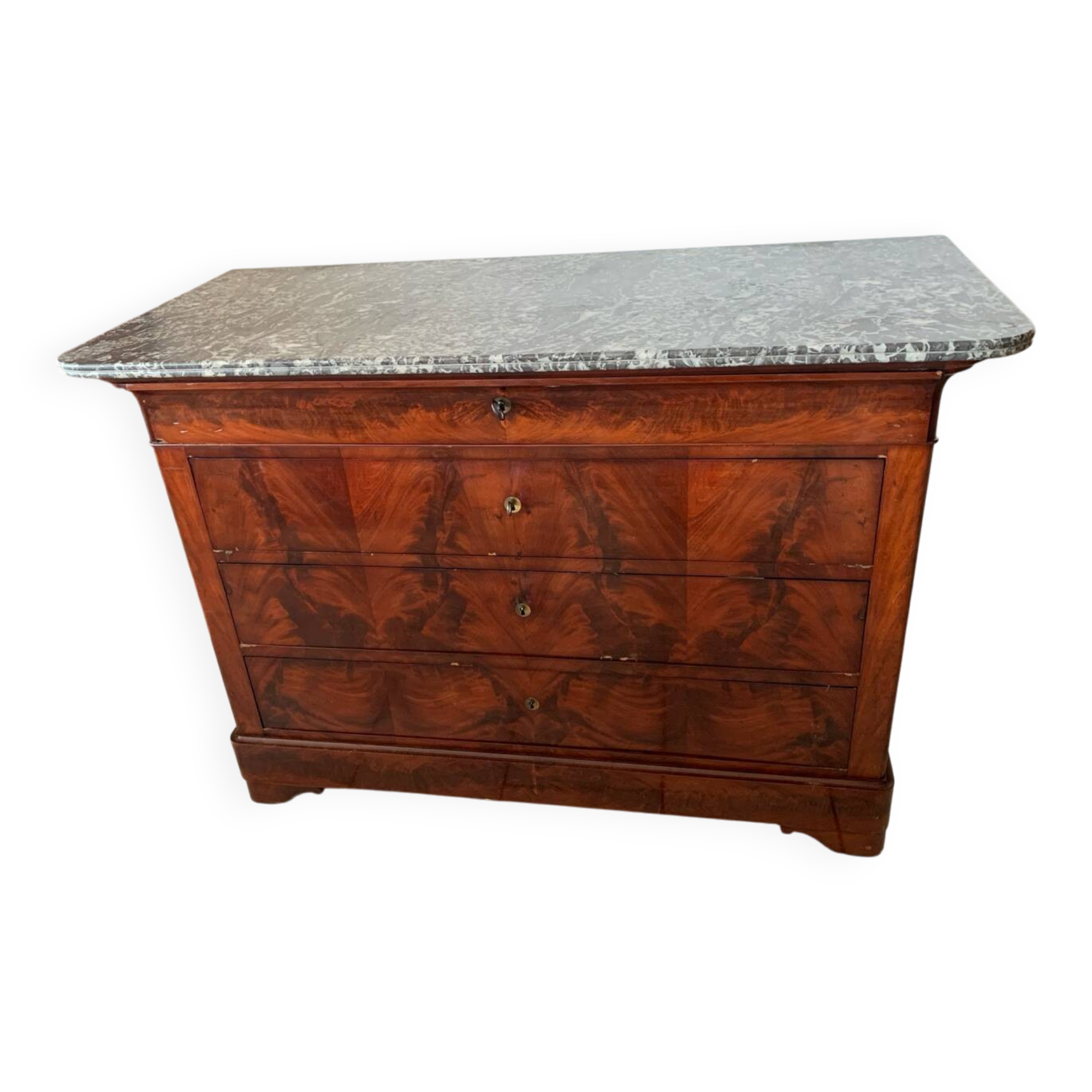 Louis Philippe Commode Mahogany Marble 19th Century