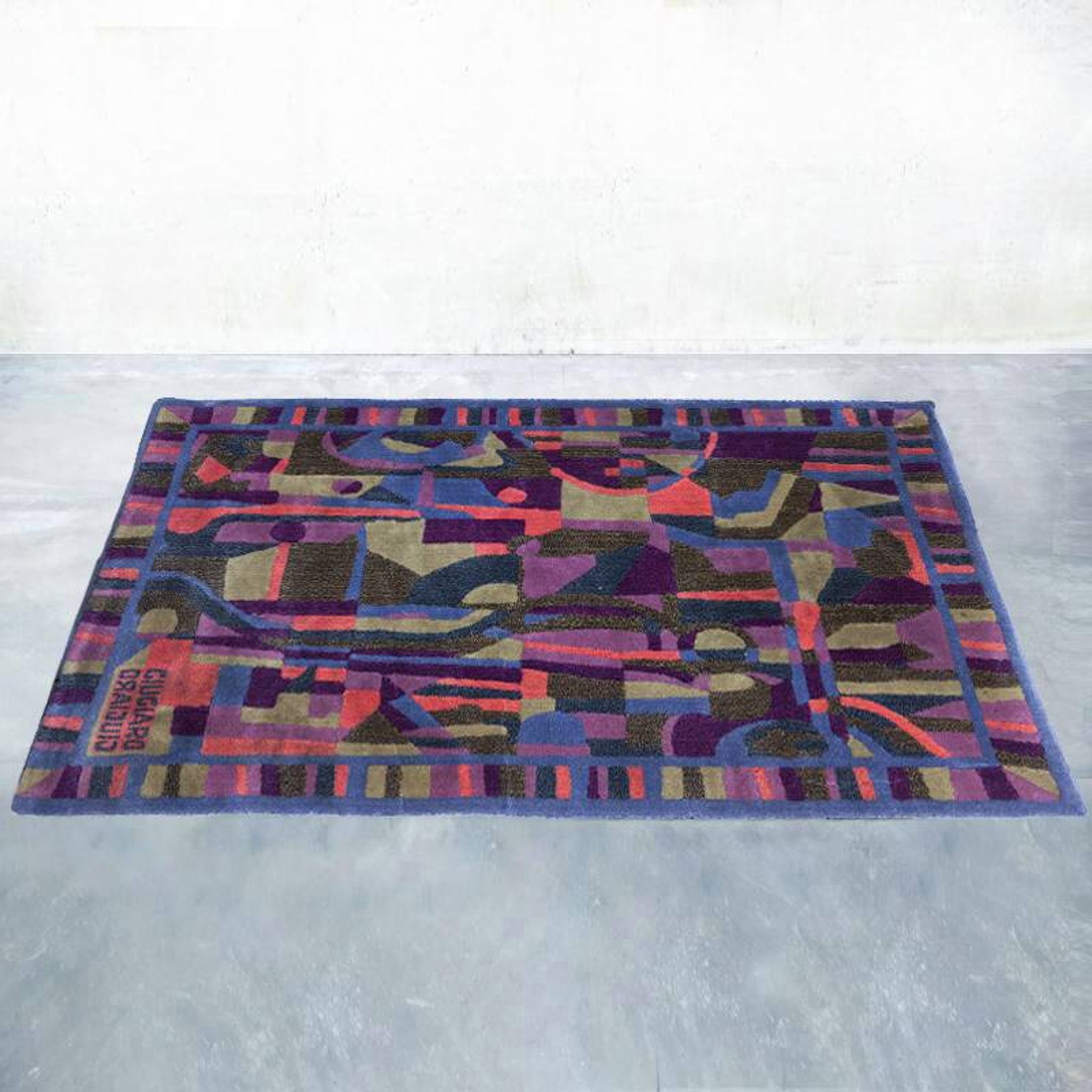 1990s Gorgeous Rug by Giorgetto Giugiaro for Paracchi. Pure wool. Made in Italy