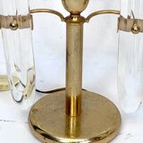 Postmodern pair of gilded metal and glass table lamps by Stilkronen. Italy 70s