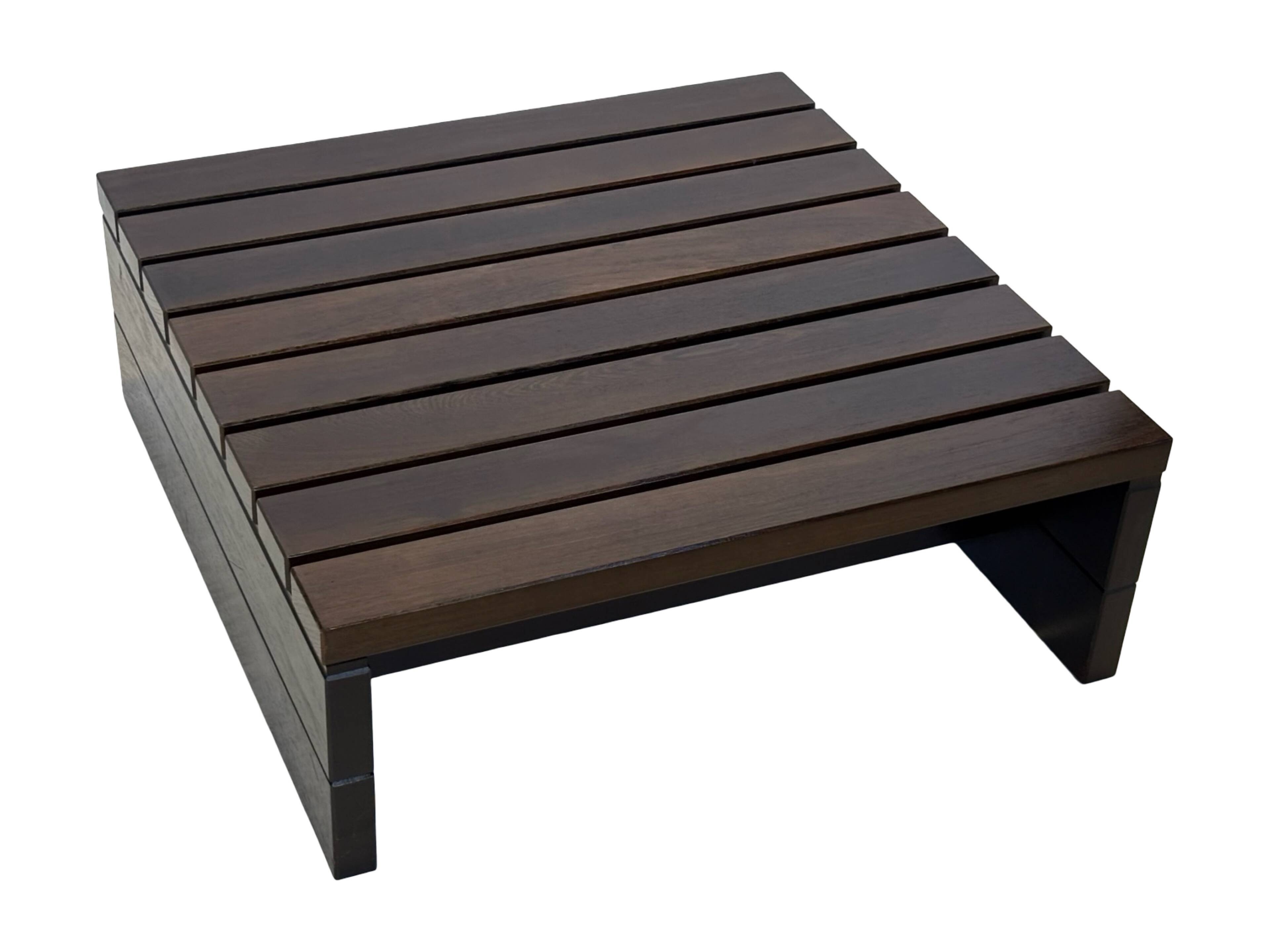 Vintage slatted coffee table design Wenge solid 70s minimalist