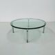 Table basse ronde vintage en verre et acier, signée Horst Brüning pour Kill International, années 1960