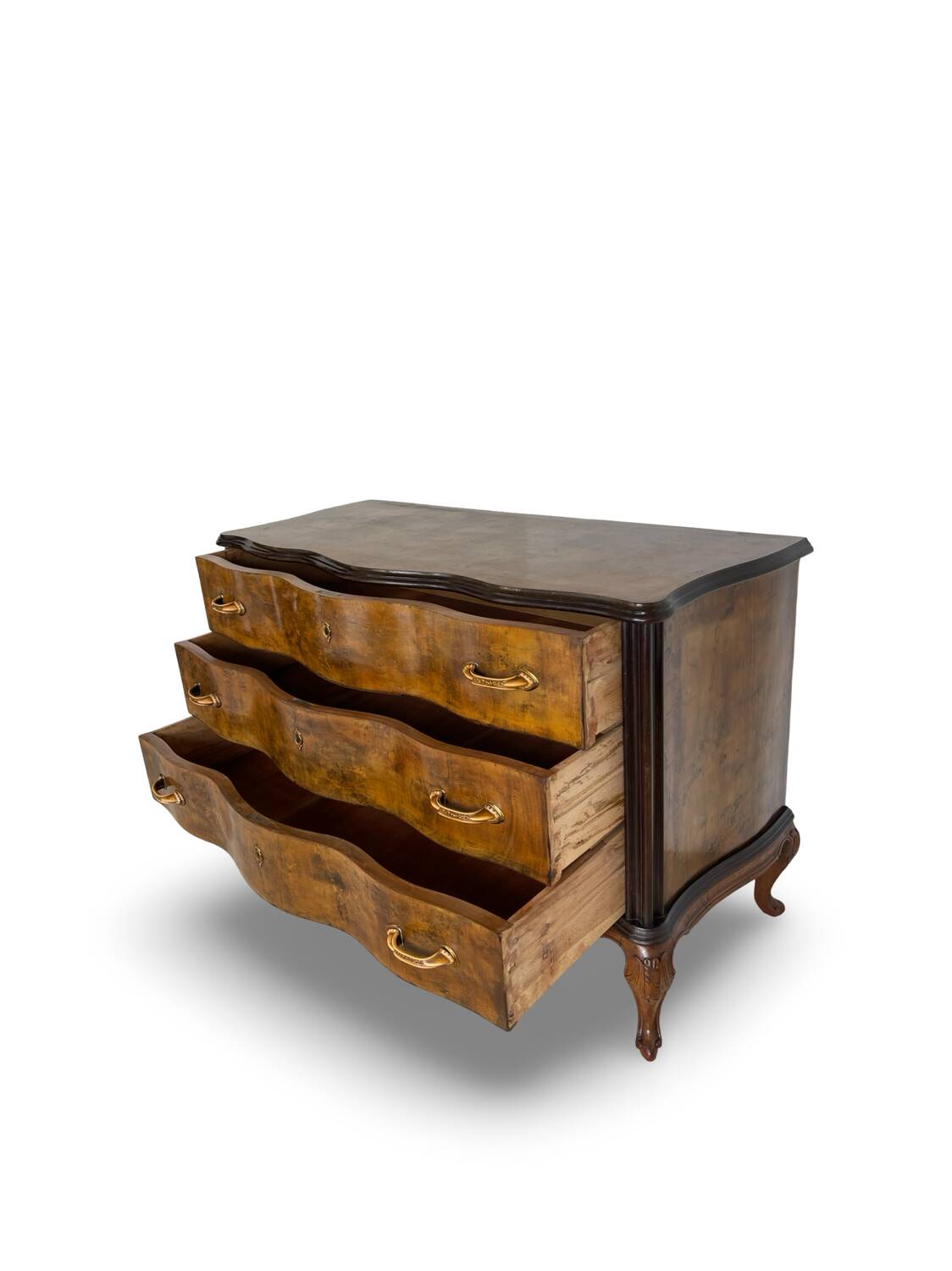 Commode italienne Art déco en loupe de noyer, années 1940-50