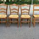 4 solid wood kitchen chairs with rush seats