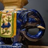 Pair of Elephant Coffee Tables in Glazed Ceramic - First Half of the 20th Century