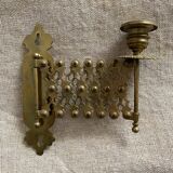 Antique extendable brass wall sconce