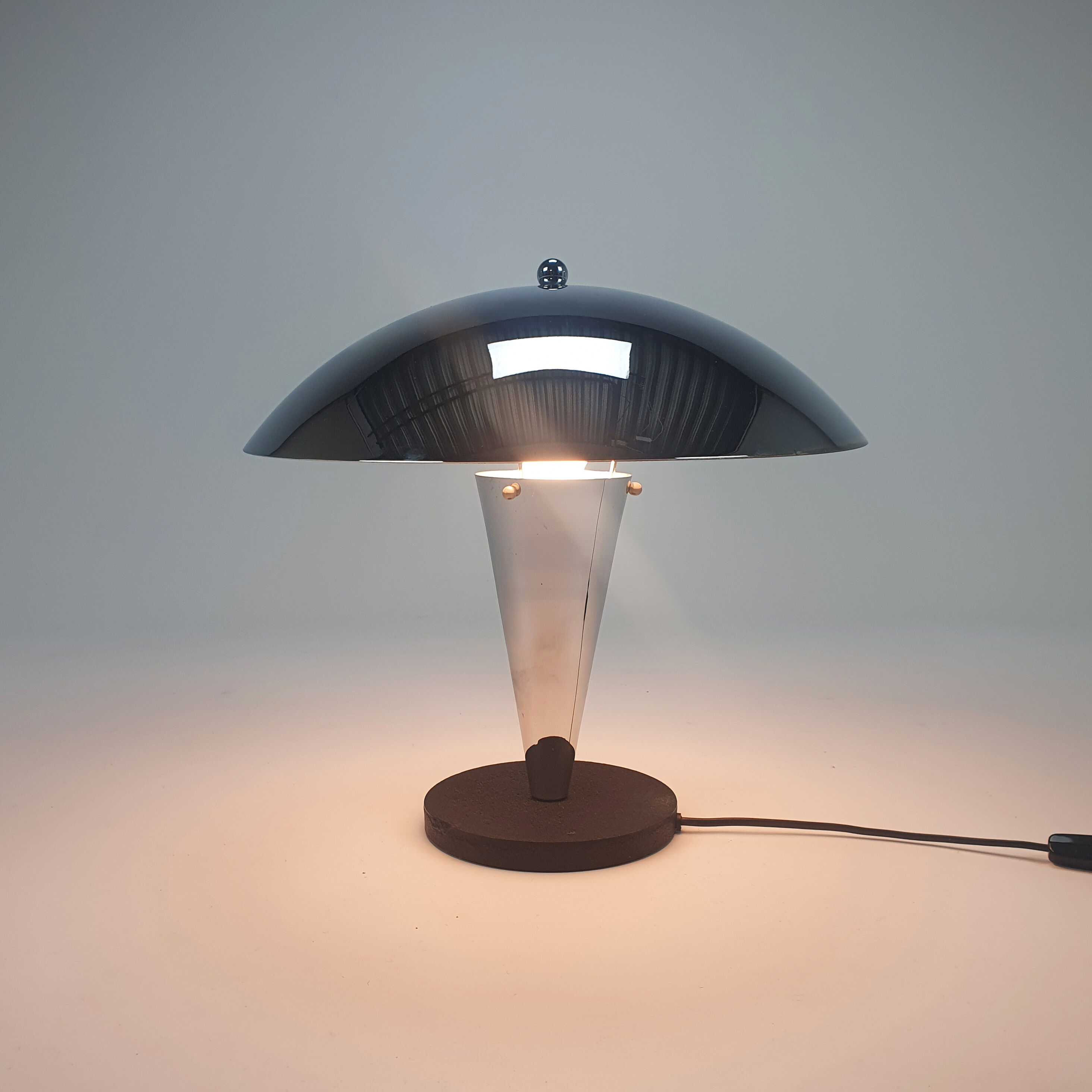 Vintage Chrome plated Mushroom Table lamp, 1970s