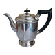 Old English coffee pot in silver-plated metal and Bakelite.