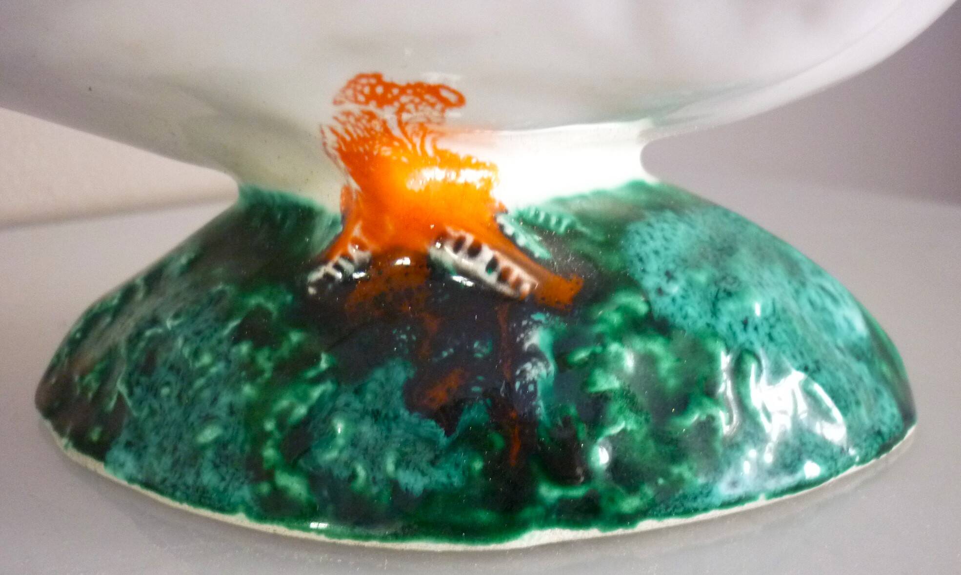 Glazed ceramic bird, signed Vallauris with bright colors