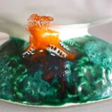 Glazed ceramic bird, signed Vallauris with bright colors