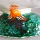 Glazed ceramic bird, signed Vallauris with bright colors