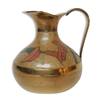 Enamelled brass vase