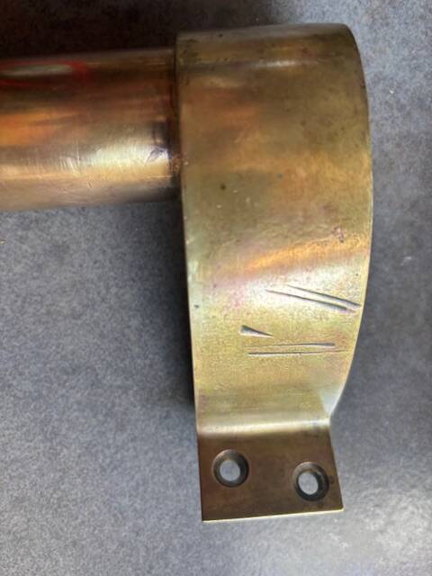 Commercial door handle in brass and bronze