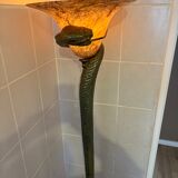 Tentacion Floor Lamp in Bronze and Opaline Edgard Brandt