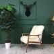 Vintage white sheepskin armchair