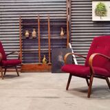 Pair of model 6951 corduroy armchairs by Jaroslav Smidek for Ton 1960