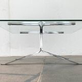 Joker coffee table in chrome and glass in mid-century Space Age style by Olivier Mourgue for Airborne, 1960s.