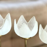 3 glass and brass candle holders