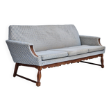 1970s, Danish 3 seater sofa, original good condition, velour, oak wood.