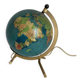 Vintage 1967 terrestrial globe Taride tripod gold glass world map - 22 cm