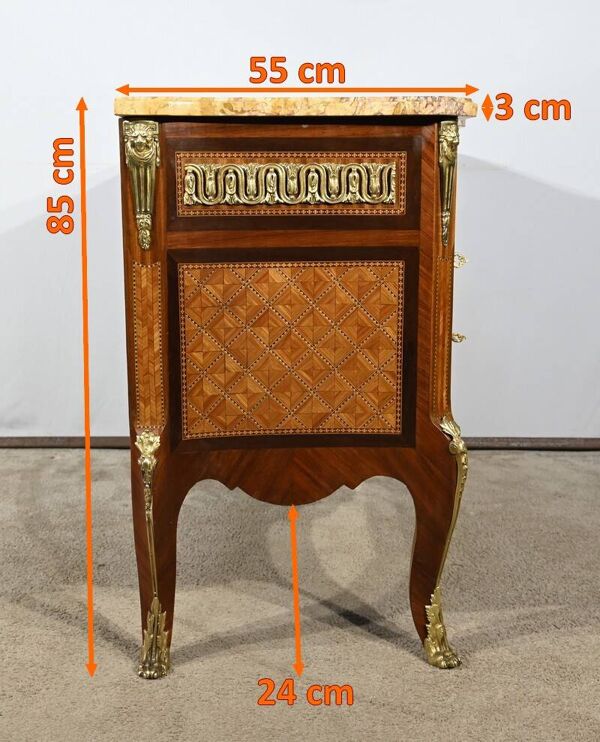 Commode en Bois de Rose et Amarante, style Transition Louis XV / Louis XVI – Fin XIXe