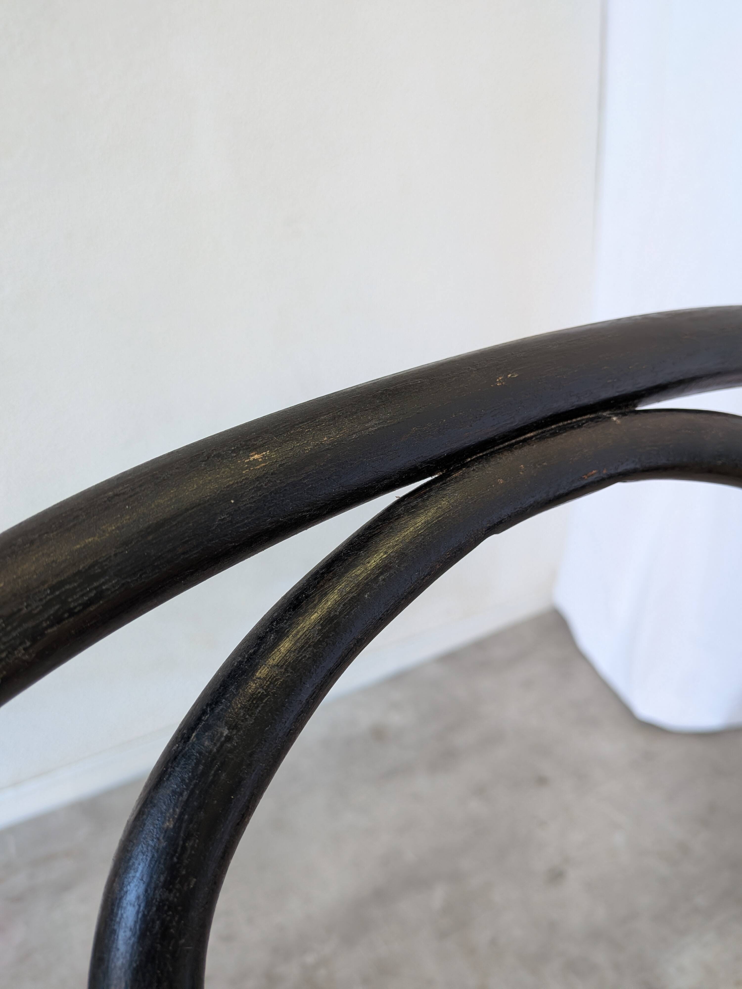 Vintage Thonet Style Dining Chair: Black Bentwood Cane Seat