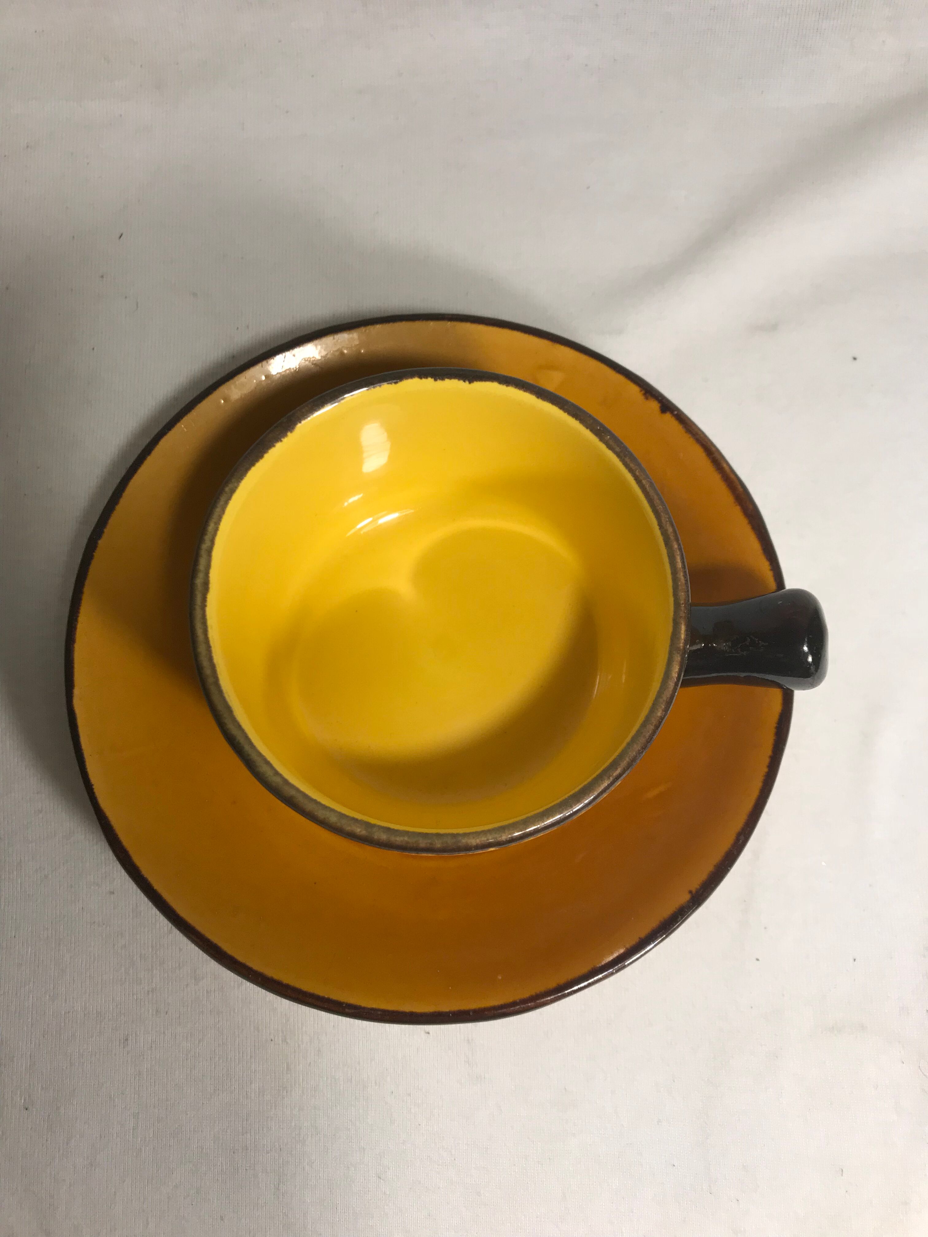 Lot old breakfast Poet laval, jugs, cups + pot sugar vintage