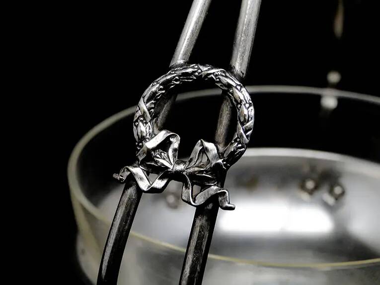 Art Nouveau sugar bowl, silver-plated brass, Poland, 1930s