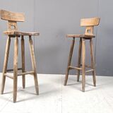 Vintage brutalist bar stools, set of 6 - 1960s