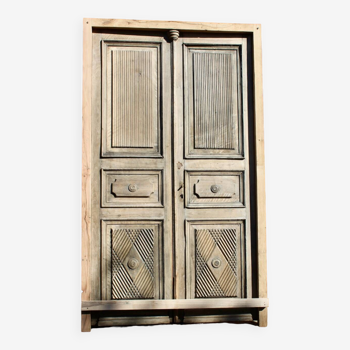 Double Door In Carved Walnut 19th Century