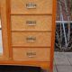 Art Nouveau mirrored wardrobe in mottled maple from the 1930s.