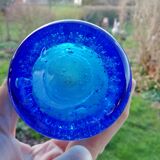 Soliflore en verre bullé bleu