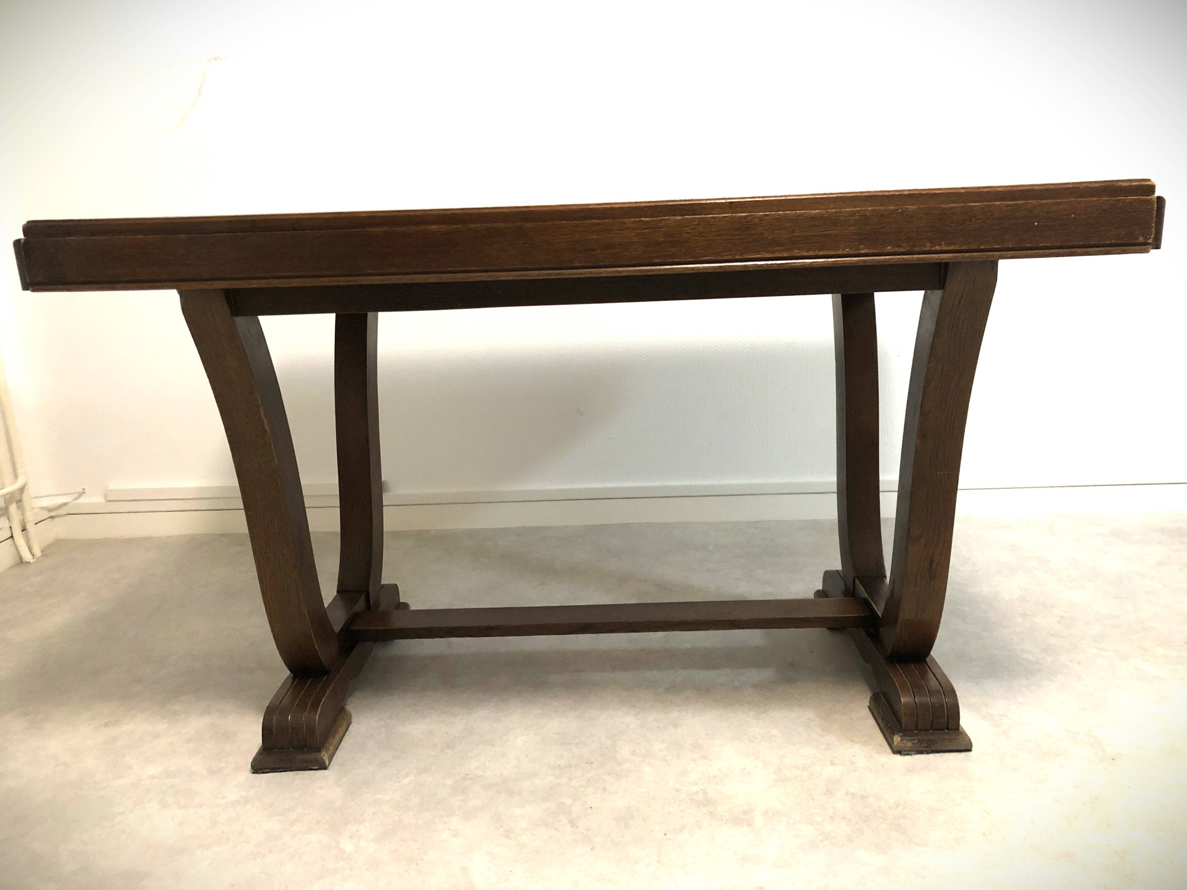 Oak table with extensions for art deco style dining room