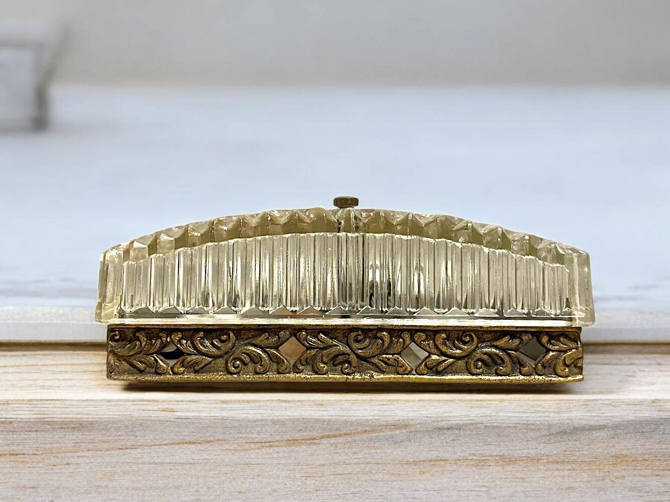 Square glass and bronze flush mount lamp, 1960s