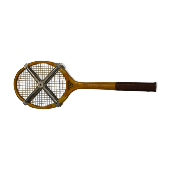 Raquette de tennis en bois vintage Lahutte Housse tendeur