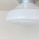 Large round ceiling light in white opaline glass, antique lighting fixture