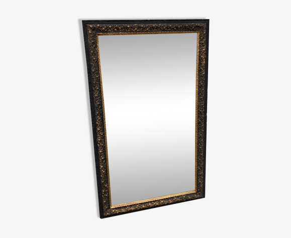 Miroir 1900 noir mat et doré - 136x82cm