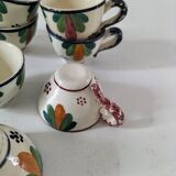 Set of 7 miniature Quimper earthenware cups