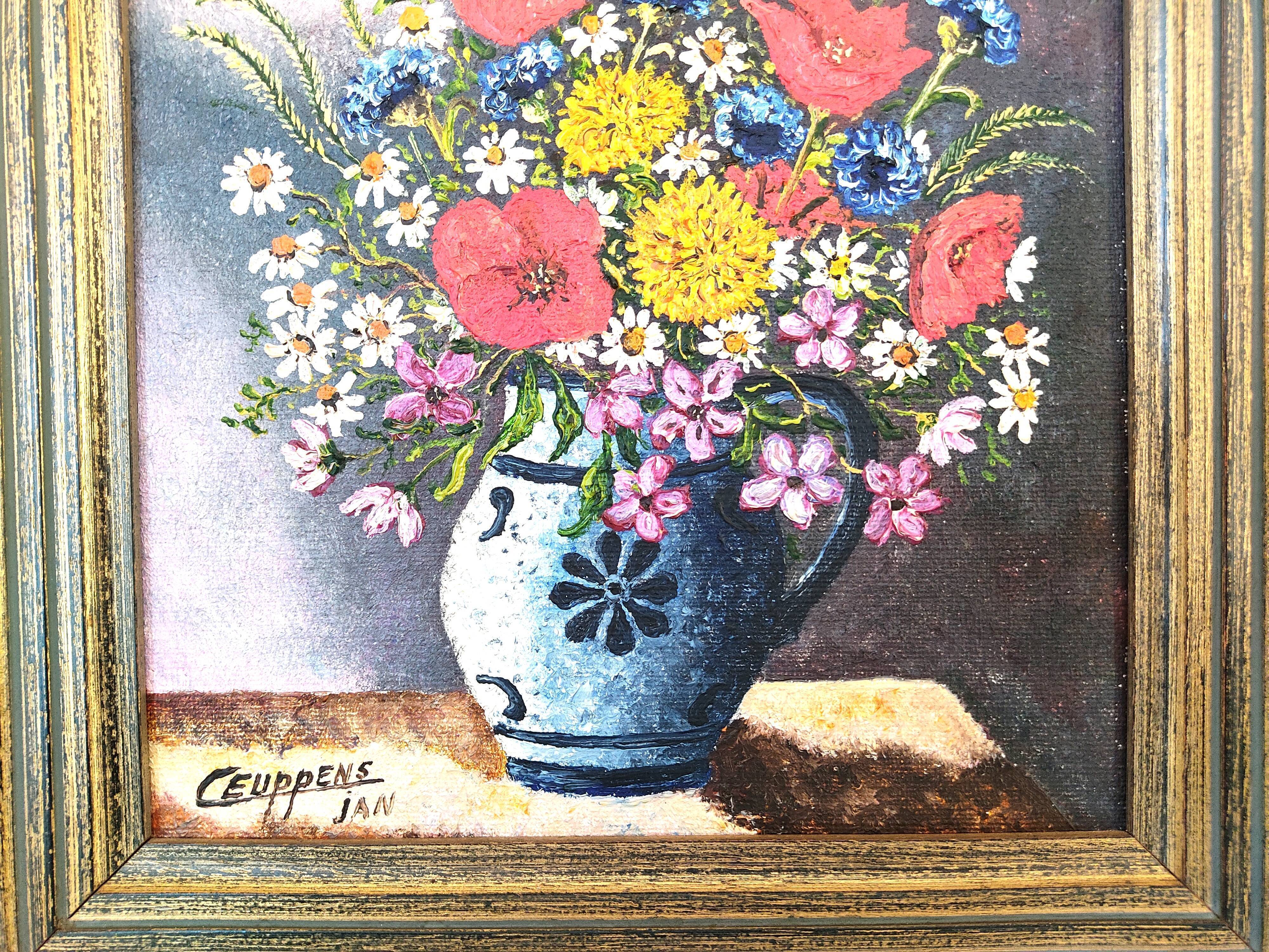 Bouquet of flowers, oil on canvas