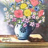 Bouquet de fleurs, huile sur toile