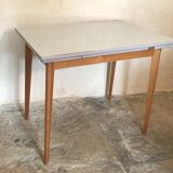 Vintage table 1960's wood and formica with extensions and wooden legs