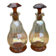 2 carafes cap and vintage amber base