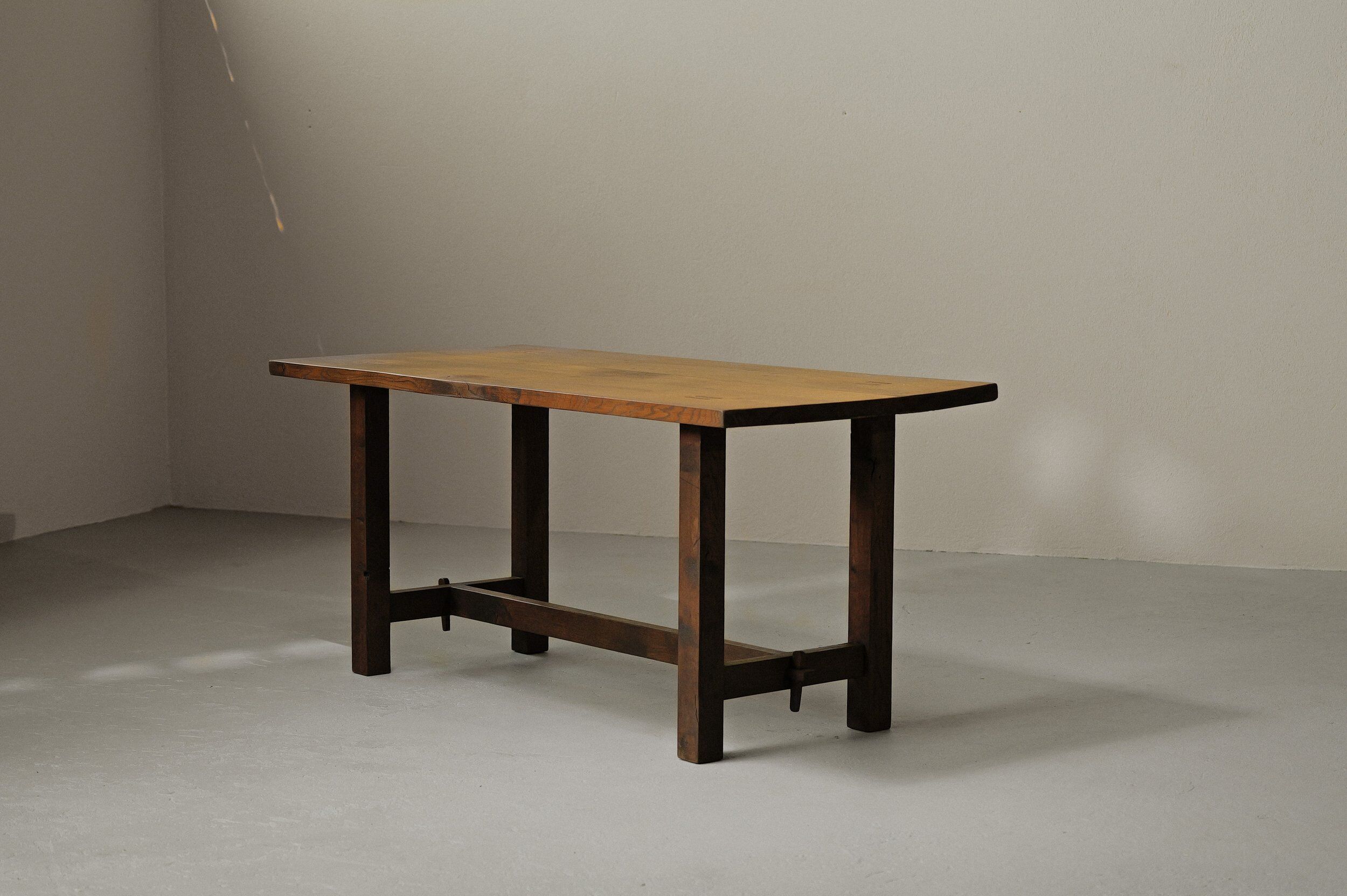 Solid oak farmhouse table, 1970 – Handcrafted