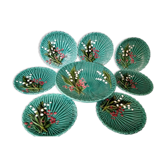 Plates and dish slurry lily of the valley Myosotis art deco